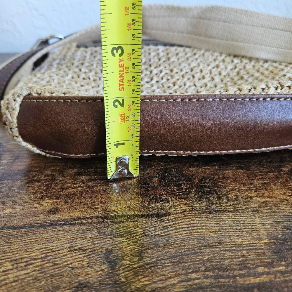 Chaps Straw & Faux Leather Crossbody Bag satchel purse Boho Cottage core Hippie - Picture 15 of 16